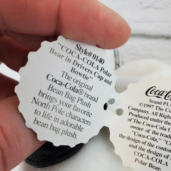 Coca Cola 90s Vintage Collectible White Polar Bear with Green Cap Plush 58 - Picture 6 of 6